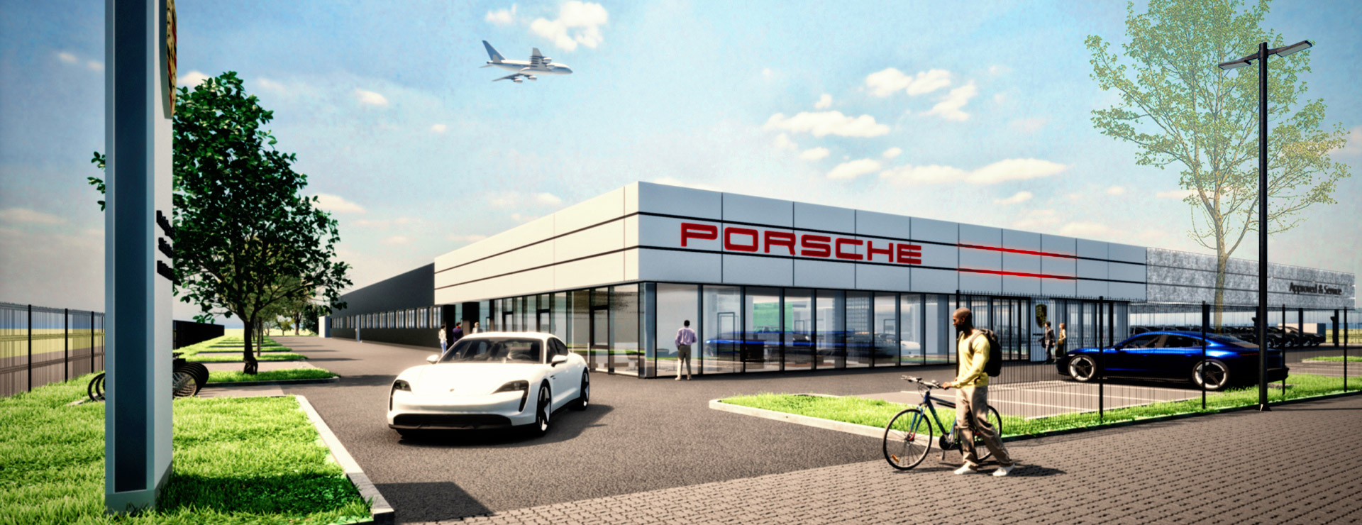 Visualisierung des Porsche Approved & Service Zentrum Frankfurt West